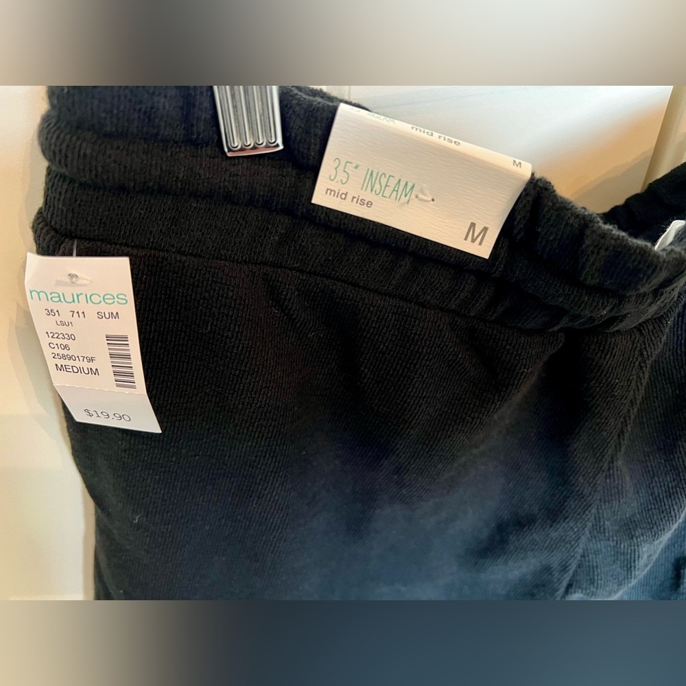 Maurice’s black terry cloth shorts